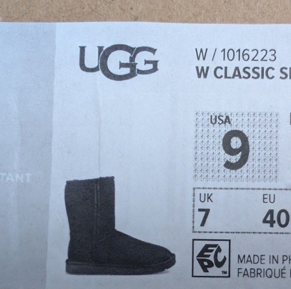 NWT UGG Classic Short II Women's Boots - Black Size 9